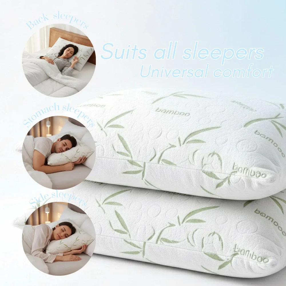 Adjustable Bamboo Memory Foam Pillows King (2 Pack) Cooling Foam - Picture 2 of 6